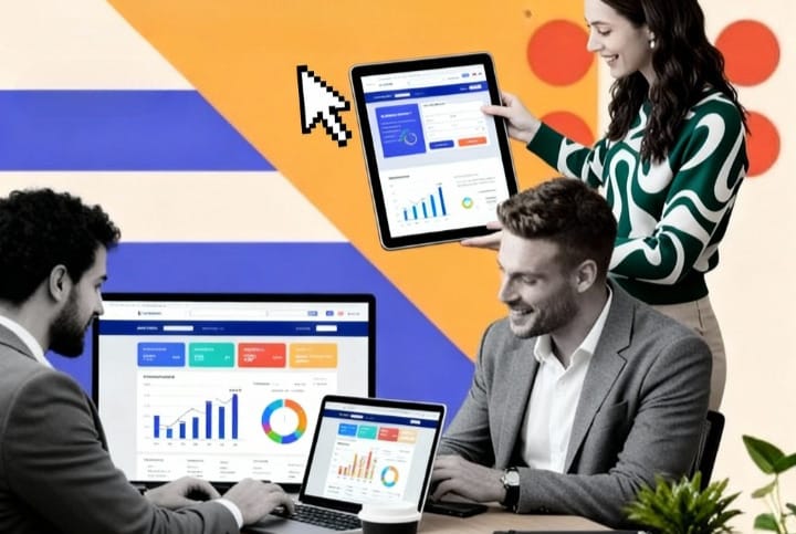 Reunião sobre análise de dados com site moderno