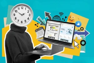 Redesign de site: quando vale a pena atualizar um site? 1 Pessoa sem cabeça usando laptop, pensando quando vale a pena atualizar um site